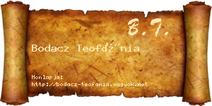 Bodacz Teofánia névjegykártya